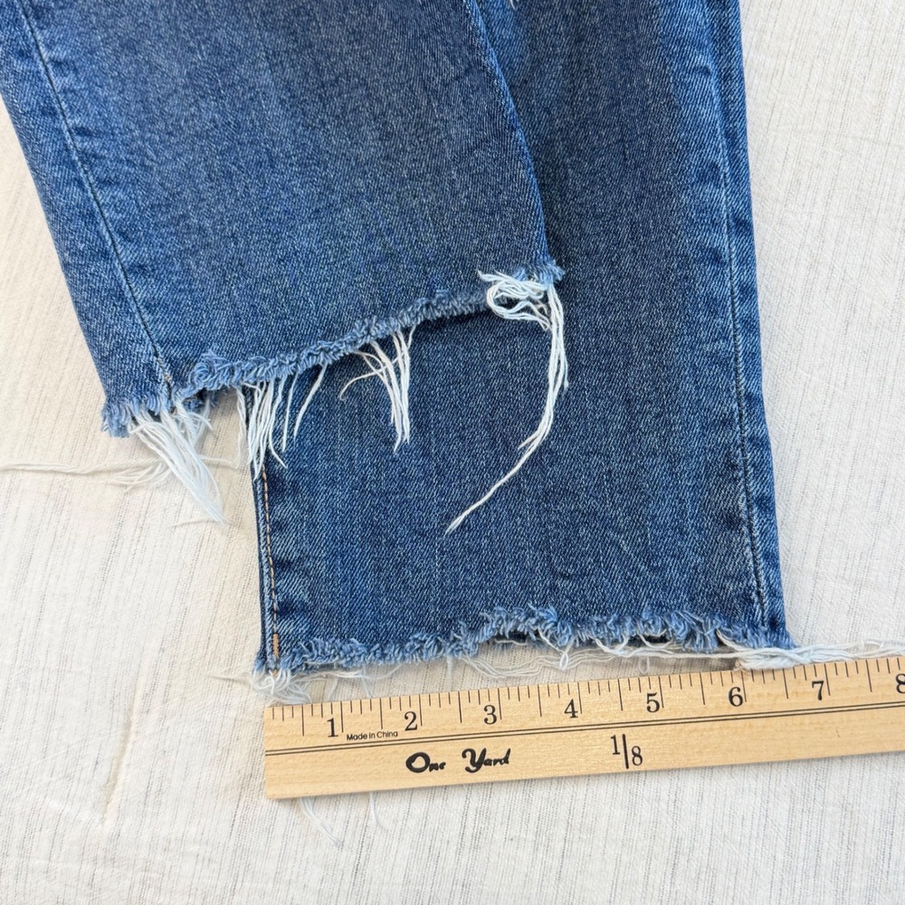 Old Navy Women's 12 Blue OG Straight High Rise Distressed Raw Hem Jeans - Picture 12 of 14